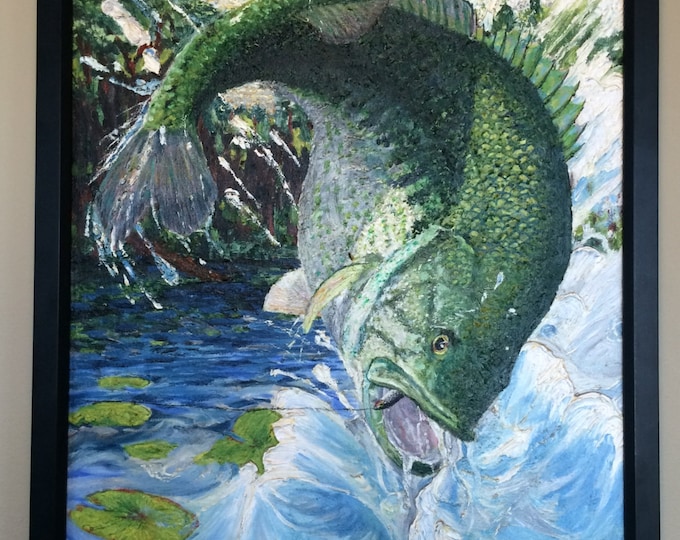 Rapala Reaction  original oil painting of Largemouth Bass
