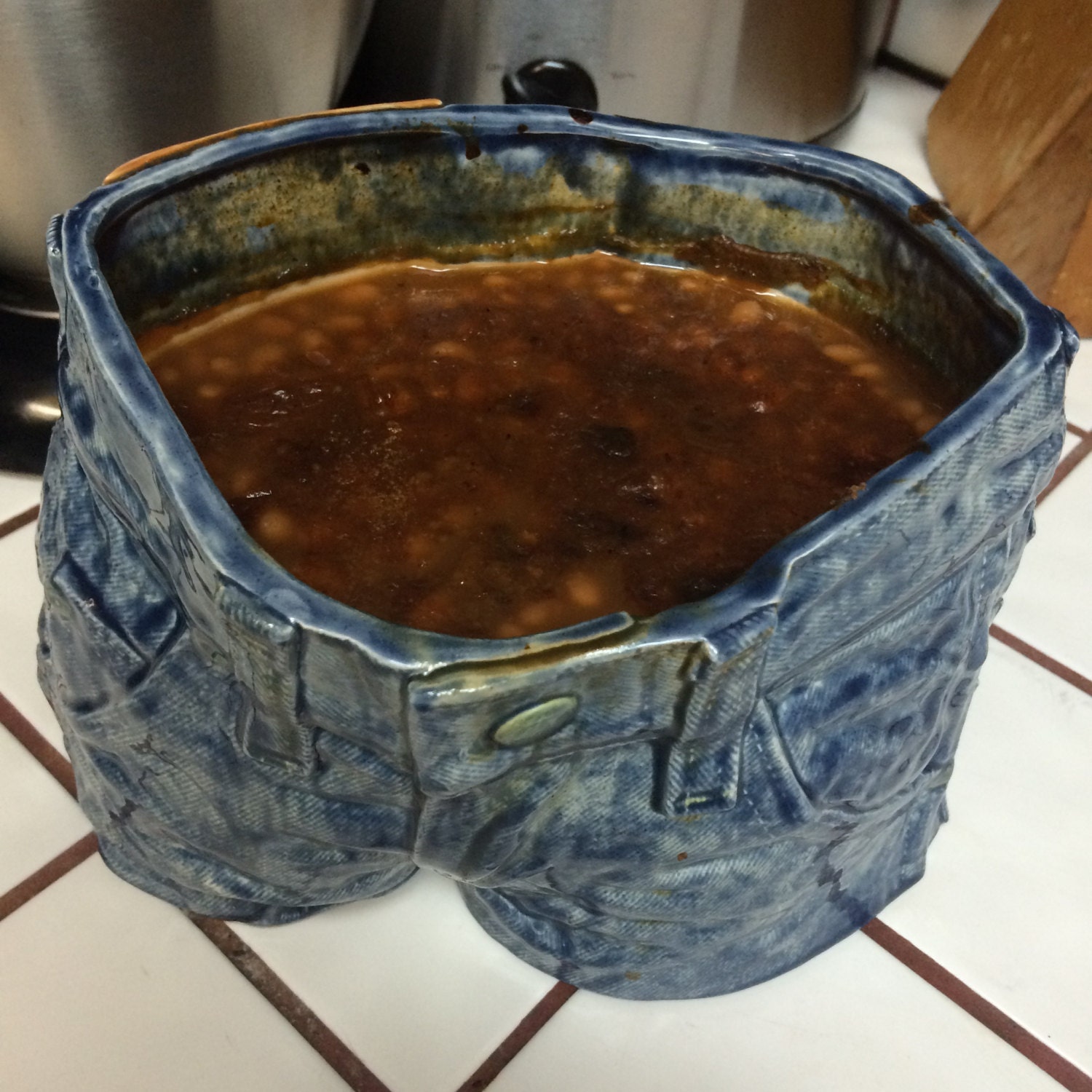 Ceramic blue jeans bakeware