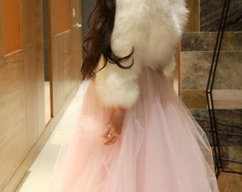 light pink tulle skirt,floor length,pastel,bridesmaids,wedding guest outfit,bridal,engagement outfit, elegant,long skirt,layered tule skirt