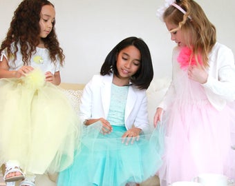 Child Tulle Skirt,Tutu,Knee length,Wedding,Birthday,Flower girl,Tea party,Birthday girl, Princess,Flared skirt,Cute skirt,wide Elastic waist