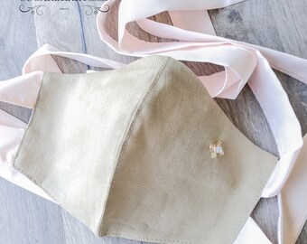 Swarovski Crystal, Face Mask, washable, reusable, filter pocket, nose wire, made in Canada,Linen, Cotton,Designer,handmade