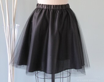 Black Mini Tulle Skirt, Handmade Party Outfit