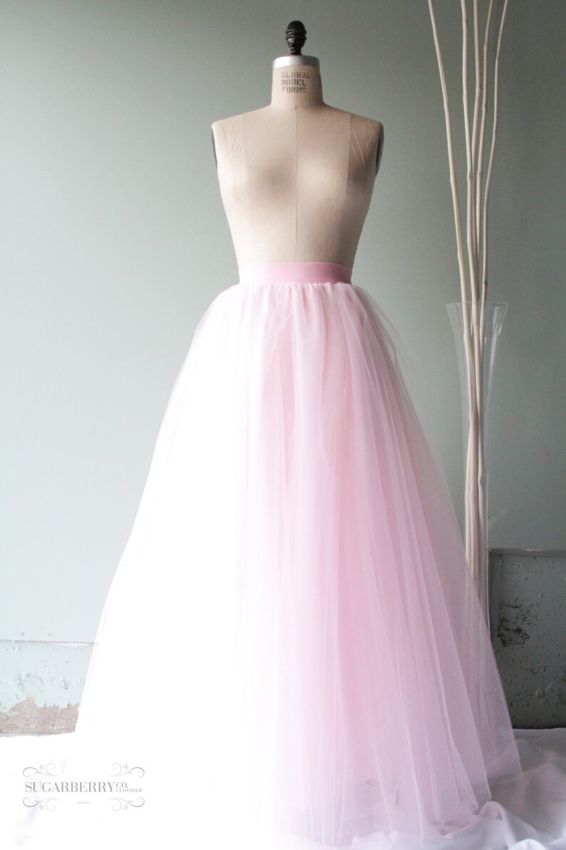 Light pink tulle skirtfloor lengthpastelbridesmaidswedding | Etsy