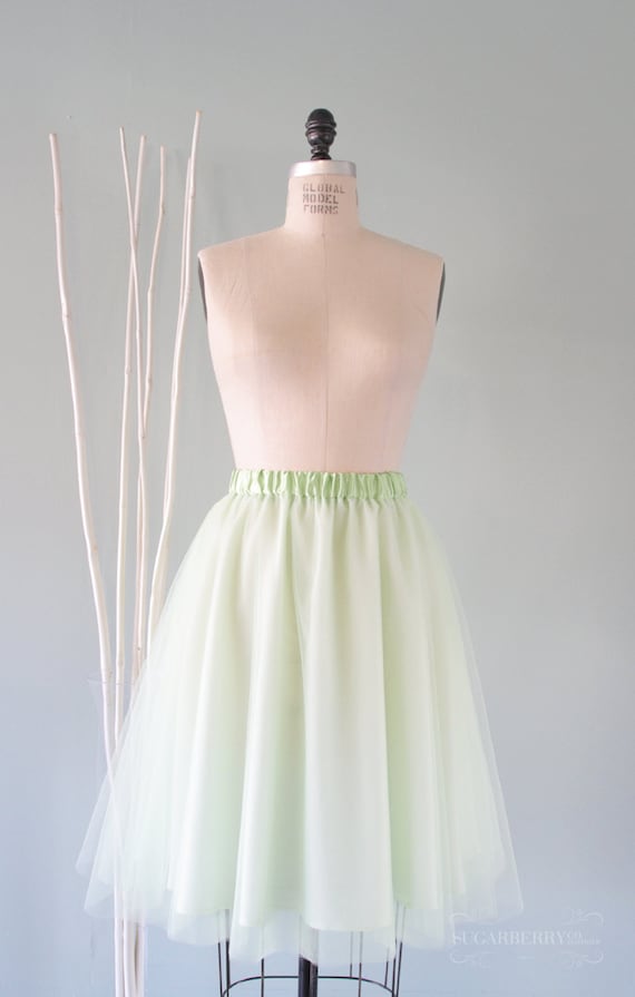 Mint Green Tulle Skirt, Handmade Knee Length Tutu