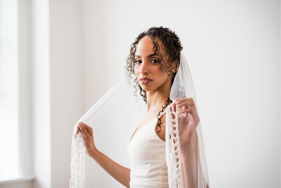 Bohemian, Macrame, Fringe, veil, Hand knotted, sheer, English Tulle, Macrame, boho, White, Ivory, minimal