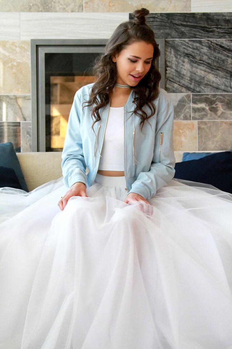 Silk White floor length skirtTulle skirttutu image 3