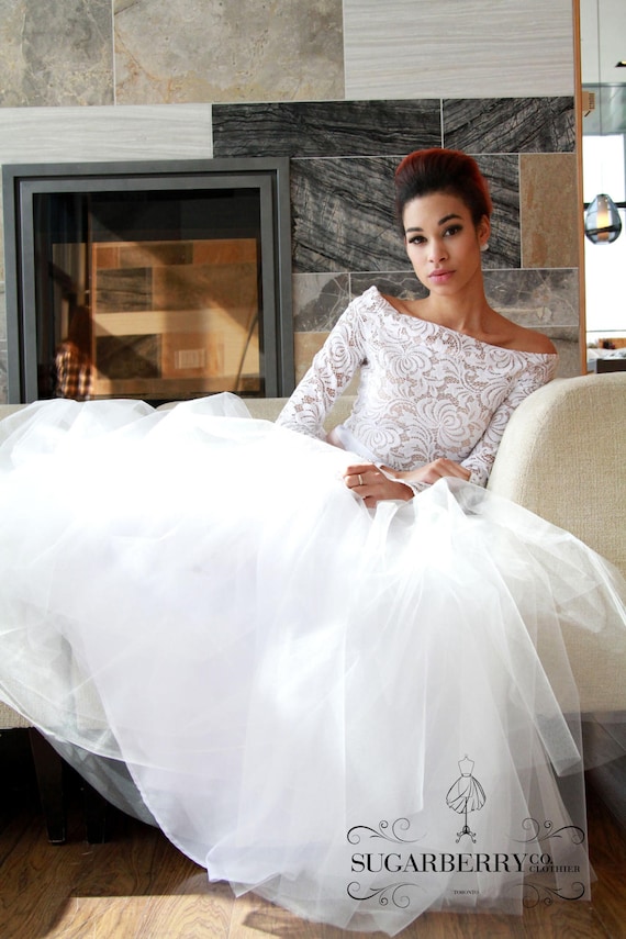 Silk White Tulle Skirt, Elegant A-Line Maxi, Handmade Bridal Skirt