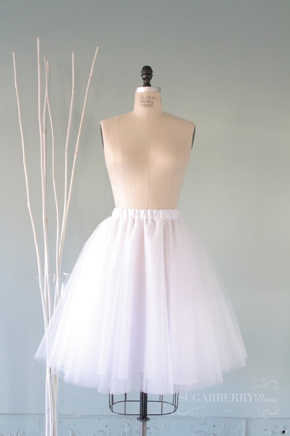 Silk White Tulle Skirt, Bridal Photo Shoot, Layered Knee-Length