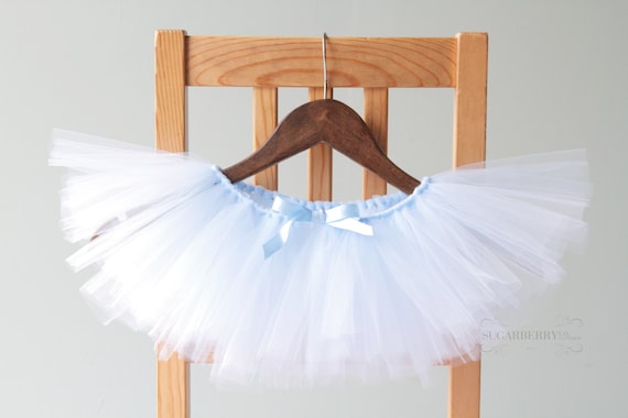 Baby Blue Tulle Tutu Skirt, Toddler Photo Prop, Headband Included