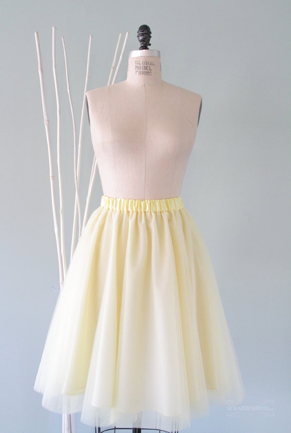Maize Yellow Tulle Skirt, Knee-Length, Bridal Party Skirt