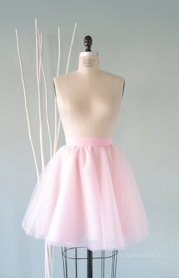 Rosette Pink Tulle Mini Skirt, Handmade Party Fashion