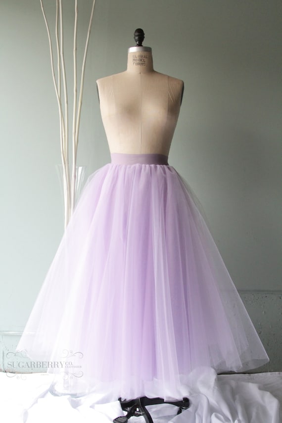 Handmade Wisteria Tulle Maxi Skirt, Purple A-Line Bridal Gown, Violet Elegant Floor Length Skirt