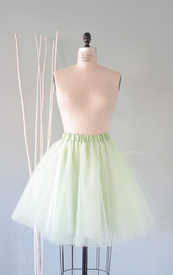 Mint Green Tulle Mini Skirt, Handmade Layered Tutu