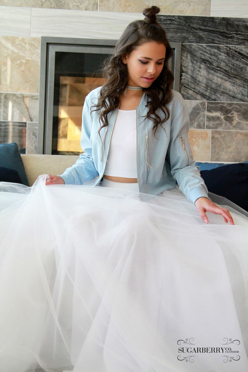 Silk White floor length skirtTulle skirttutu image 2