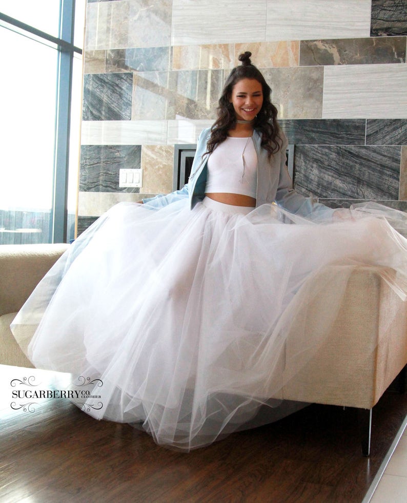 Silk White floor length skirtTulle skirttutu image 4