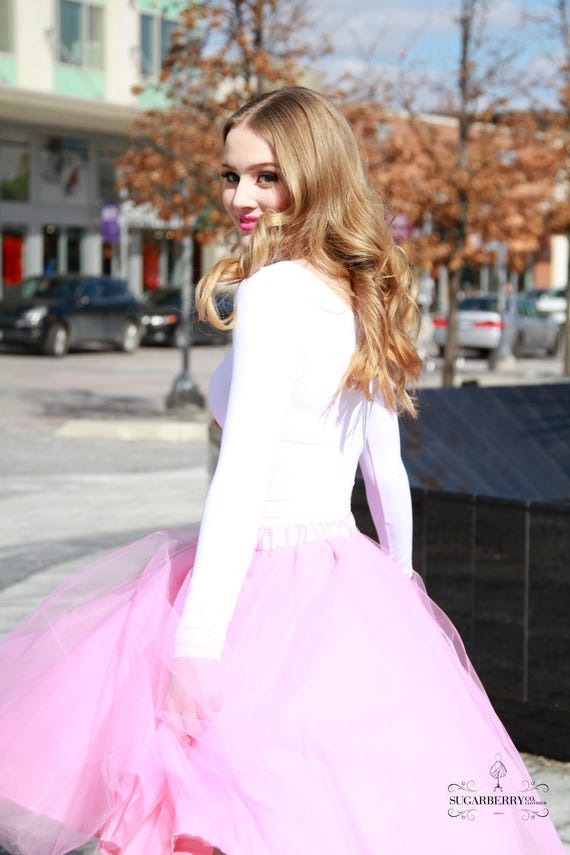 Handmade Paris Pink Tulle Midi Skirt, Bridal Layered Party Skirt