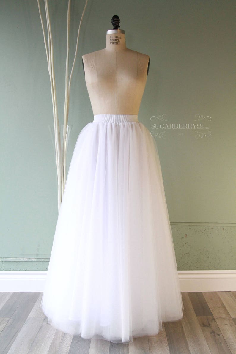 Silk White floor length skirtTulle skirttutu image 5