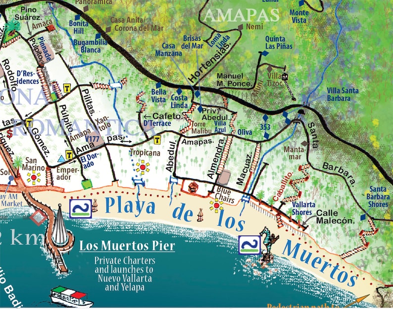 Puerto Vallarta Centro & South Coast Walking Map 2019 Etsy