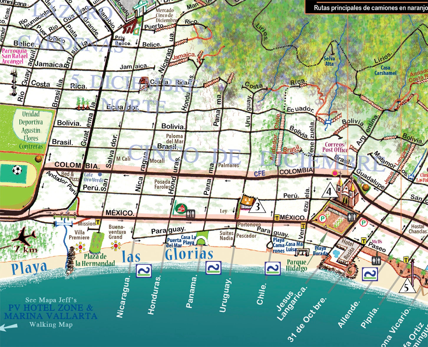 Puerto Vallarta Centro & South Coast Walking Map 2019 Etsy