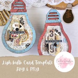 Gabarit de découpe pour ampoule – SVG et PNG | Téléchargement numérique pour fabrication de cartes, carnets indésirables, scrapbooking, projet DIY