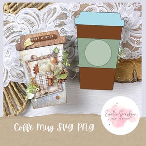 Tazza da caffè SVG PNG Card: messaggio nascosto, diario spazzatura, download digitale di scrapbooking