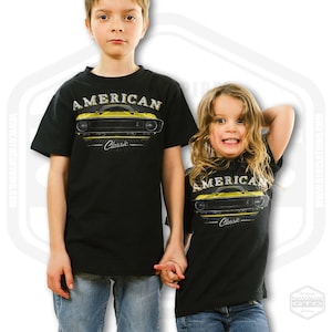 1969 Ford Mustang Shelby GT500 Tribute CHILDREN&#39;S T-Shirt Black | Made In USA | Muscle Car Kids Fan Art