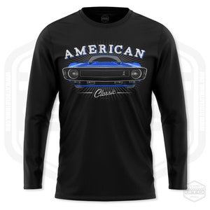 1969 Ford Mustang Shelby GT500 Tribute Men&#39;s Long Sleeve Shirt Black | American Muscle Car Fan Art Gift Idea | S-3XL | Made In USA