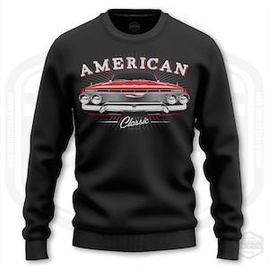 1961 Chevrolet Impala Men&#39;s Sweatshirt Black | S-3XL | Made In USA | Muscle Car Fan Art Gift Idea