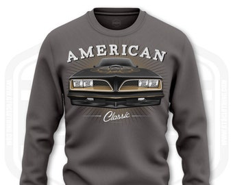 1977 Pontiac Firebird Trans Am Men's Sweatshirt Grey |  S-3XL | Made In USA | Muscle Car Fan Art Gift Idea
