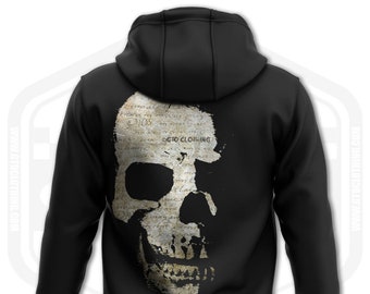 Sweat à capuche homme Faded Writings Skull Noir | P-3TG | Fabriqué aux États-Unis | Gothique Rock Halloween Art sombre