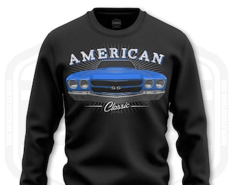 1970 Chevy Chevelle SS Men's Sweatshirt Black | S-3XL | Made In USA | Muscle Car Fan Art Gift Idea