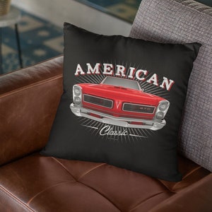 Housse de coussin Pontiac GTO 1965 noire, Voiture classique, Muscle car, Idée cadeau, Fête des pères, | 18 x 18 | Fabriqué aux États-Unis