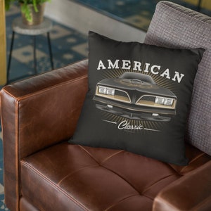 1977 Pontiac Firebird Trans Am Pillow Cover Black | 18x18
