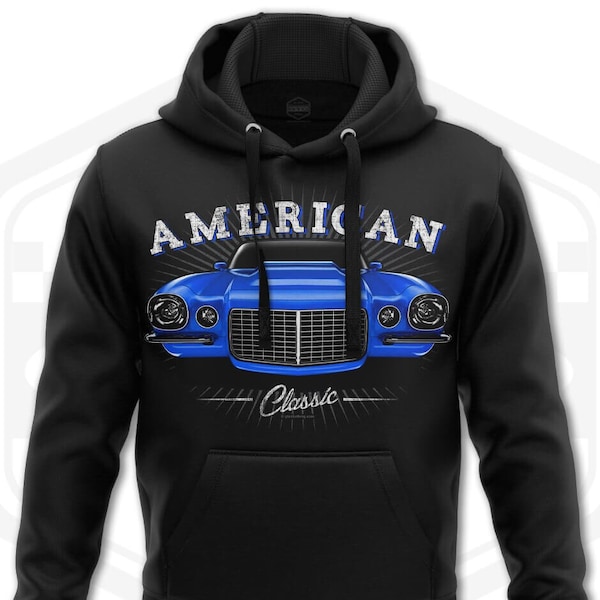 1970 Chevy Camaro Tribute Men's Hoodie Black | S-3XL | Made In USA | Muscle Car Fan Art Gift Idea