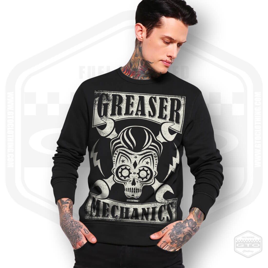 Greaser Mechanics Men's Sweatshirt Black S-3XL Made in USA