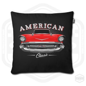 1957 Chevy Bel Air Pillow Cover Black | 18x18 | Made In USA