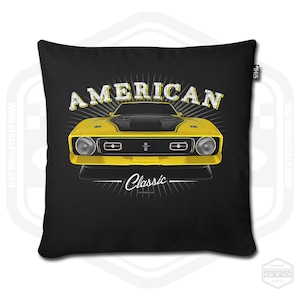1971 Ford Mustang Mach1 Pillow Cover Black | 18x18 | Made In USA