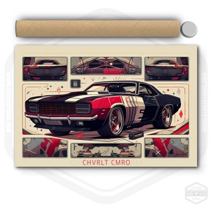 Chevrolet Camaro American Muscle Car Poster 36&quot;x24&quot; | Fan Art