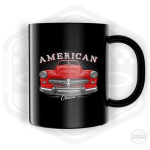 Taza de 11 oz con el coche clásico americano Mercury Eight de 1949