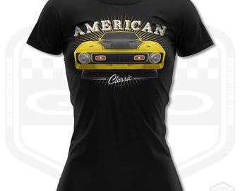 1971 Mustang Mach 1 T-Shirt Women American Muscle Car Fan Art