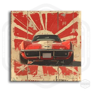 Corvette Corvette Stingray Rot-Weiß 2 Leinwanddruck