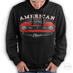 1971 Ford Mustang Mach1 Tribute Men&#39;s Hoodie Black | S-3XL | Made In USA | Muscle Car Fan Art Gift Idea