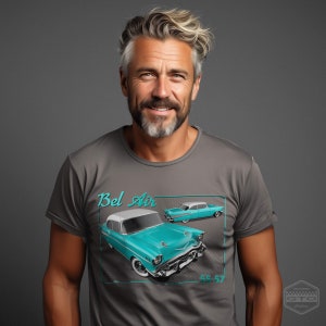 Men&#39;s 1957 Chevrolet Bel Air American Classic Car T-Shirt 2