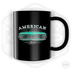 Taza de 11 oz con diseño de coche clásico americano Chevrolet Impala 1969