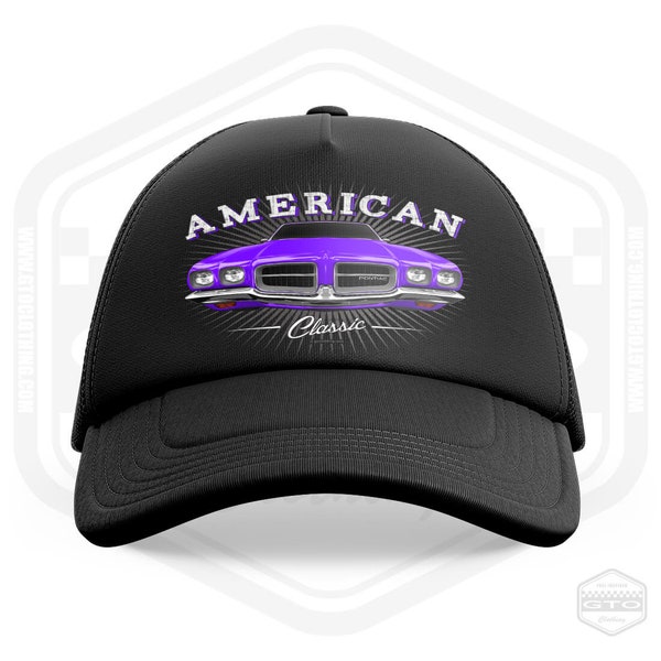 1972 Pontiac LeMans Trucker Cap Black | OneSize | Made In USA | American Muscle Car Fan Art Car Guy Hat Gift Idea