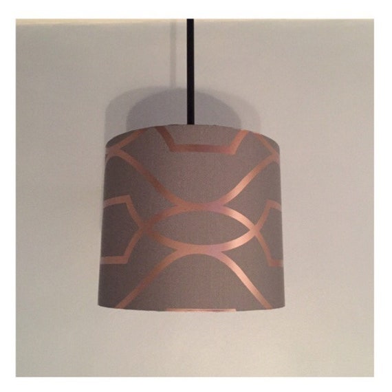 Grey and Rose Gold Cylinder Lampshade 