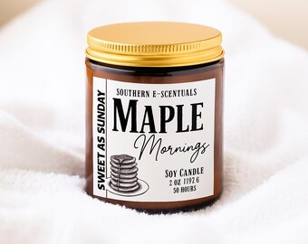 Maple Mornings Scented Soy Candle: Crackling Wooden Wick, Sunday Brunch, Pancakes and Syrup