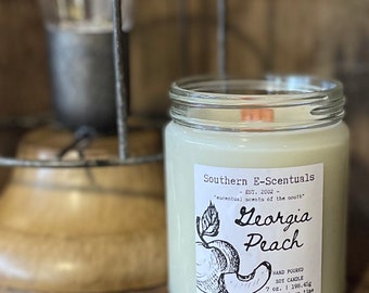 Georgia Peach, Georgia Peach Candle, Peach Nectar Candle, wooden wick Candle, Soy Candle, Mason Jar Candle, Made in Georgia, Southern Gift