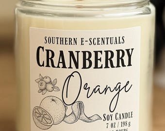 Cranberry Orange Citrus Soy Candle, Holiday Candle, Christmas Candle, Mason Jar Candle, Wood wick Candle, Fall Candle, Wooden wick Candle