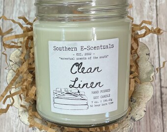 Clean Linen Soy wooden wick Candle,  Fresh Clean Scented Candle, Housewarming Gift